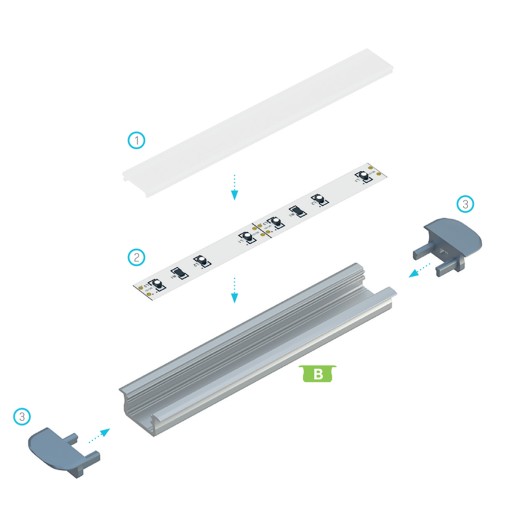 PROFIL DO LED WPUSZCZANY ANODA LUMINES TYP B 1M