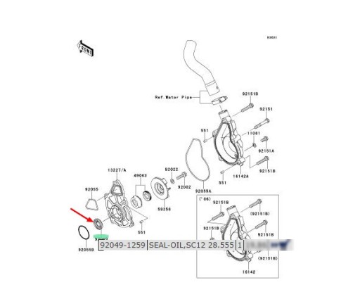 УПЛОТНЕНИЕ ВОДЯНОГО НАСОСА Kawasaki ER6n ER6f 2006-2008 BC3230e