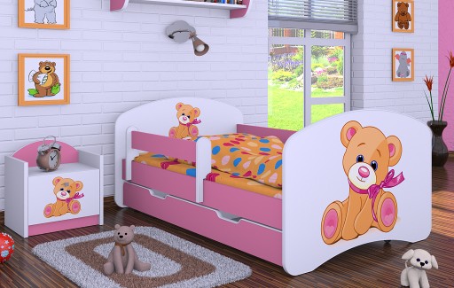 КРОВАТЬ 140/70 РОЗОВЫЙ ЯЩИК - HAPPYBABIES_PL