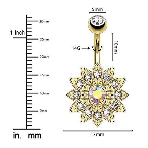 KOLCZYK DO PĘPKA SWAROVSKI ZŁOTY SREBRNY NEW KWIAT