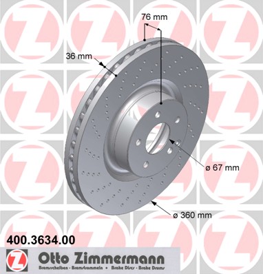 ДИСКИ ZIMMERMANN P MERCEDES S W220 C215 AMG 360 мм