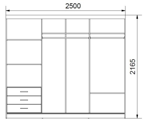 ШКАФ-купе BIM 250 Зеркало, глянцевый, белый, черный