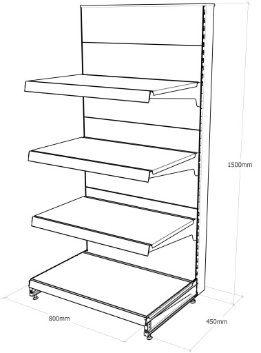 MAGO SHOP ПОЛКА, металлический конец, 150/80/45