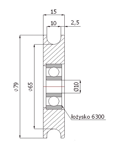 FI 79 МЕТАЛЛИЧЕСКИЙ РОЛИК С КАБЕЛЕМ FI 10 ТЯЖНЫЕ РОЛИКИ