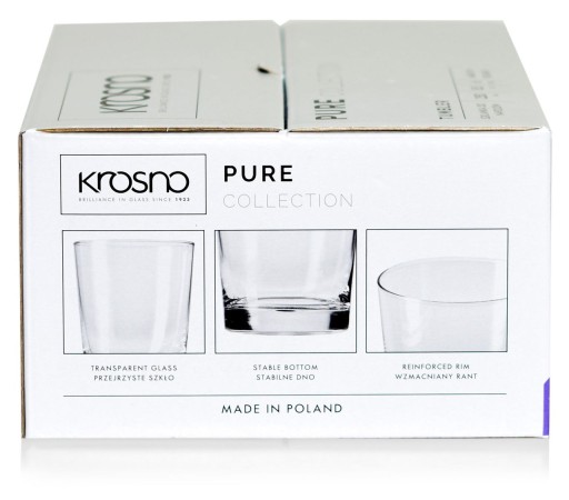 Стаканы низкие для питьевой воды KROSNO Pure 250 мл