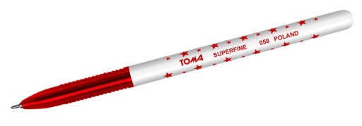 TOMA SUPERFINE 059 ШАРИКОВАЯ РУЧКА СО ЗВЕЗДАМИ, КРАСНАЯ, НАБОР ИЗ 10 ШТ.