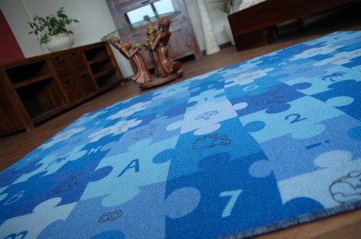 DYWAN DZIECIĘCY 100x400 cm PUZZLE niebieski @9138