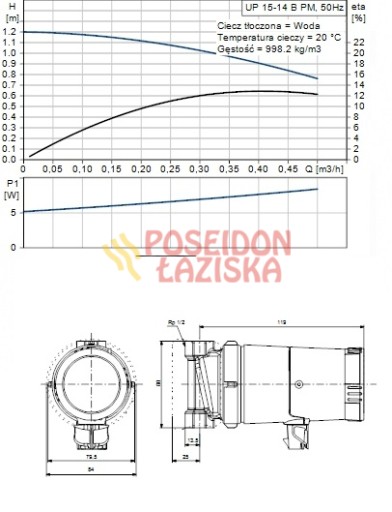 НАСОС ГОРЯЧЕЙ ВОДЫ ДЛЯ ЦИРКУЛЯЦИИ GRUNDFOS UP15-14 B PM 97916771