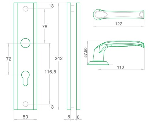 Klamko-pochwyt zewn Haga Plus AXA stare złoto 72mm