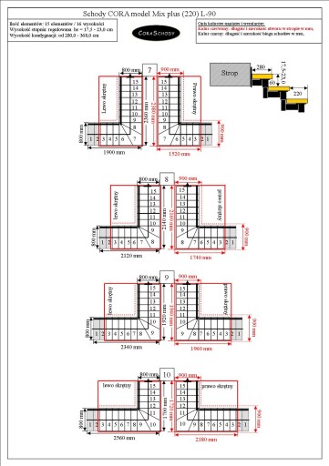 Schody DUED model Mix Plus 03 L-90 15 elementów