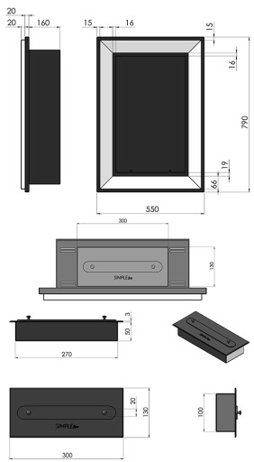 BIOKOMINEK Z SZYBĄ czarny połysk Frame 550mm 55cm