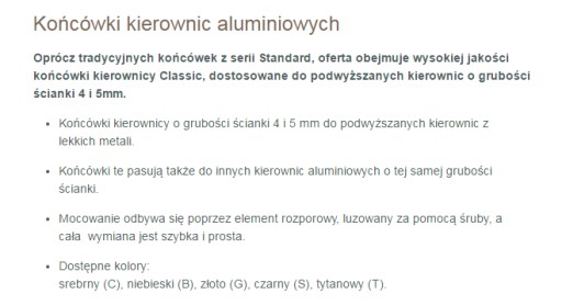 Końcówki kierownicy kolor czarny MCL212-S