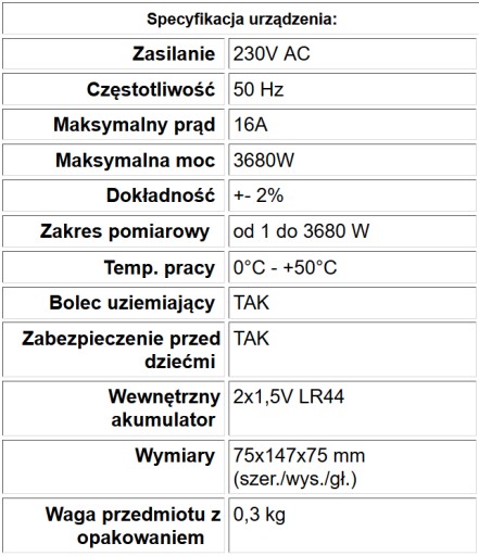 Miernik zużycia energii WATOMIERZ 3680W/16A AS2783