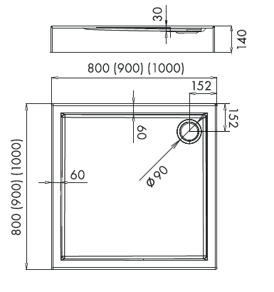 NOVELLINI Душевой поддон CITY A 100X100x14 с корпусом