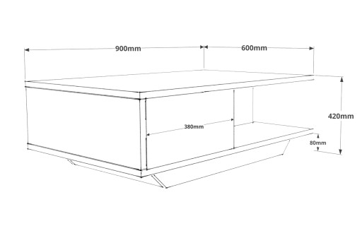 ЖУРНАЛЬНЫЙ СТОЛИК ASPEN BENCH, БЕЛЫЙ ГЛЯНЦЕВЫЙ ВЕНГЕ