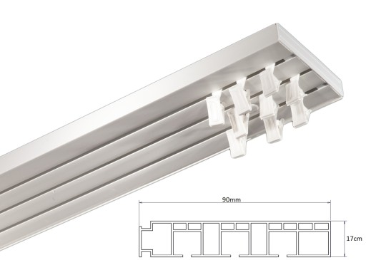 Карниз для штор с 3 направляющими 200 Потолочный рельс ПВХ III