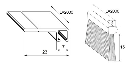 Уплотнитель дверной щетки PROFIX H=15мм L=2м