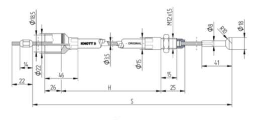 ТОРМОЗНОЙ ТРОС ORY BOWden CABLE KNOTT 1030/1220