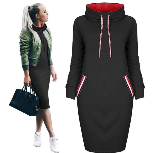 SPORTOWA DŁUGA BLUZA DRESOWA DAMSKA OVERSIZE MODNA