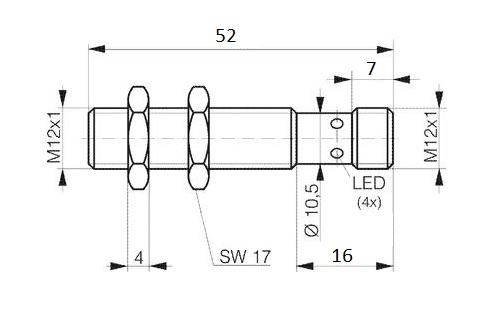 Индуктивный датчик М12 NPN (NC) Sn-2, гнездо G12