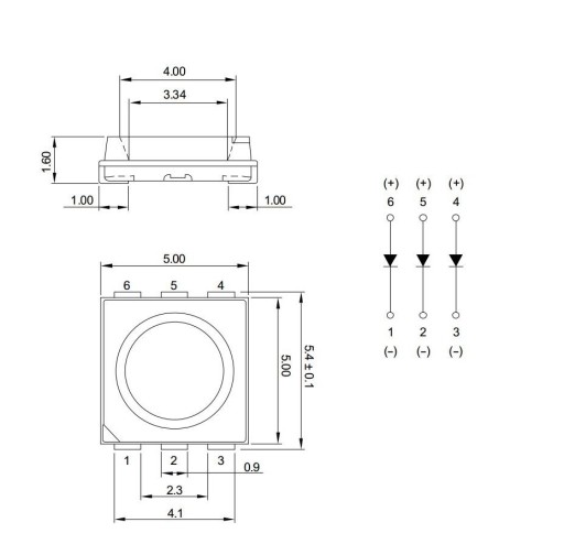 SMD 5050 СИНИЙ СВЕТОДИОД 5 ШТ.