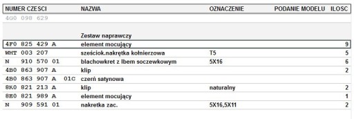 ZESTAW MOCOWAŃ NADKOLA NADKOLA KLIPSY AUDI A6 A7