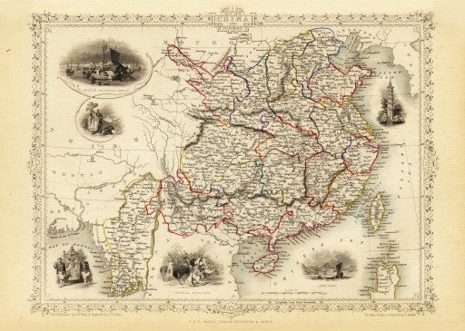 КИТАЙ Гонконг БИРМА Иллюстрированная карта 1851 года