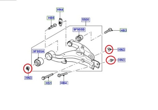 Гайка болта болта поворотного рычага Discovery 3, 4 RR Sport OEM