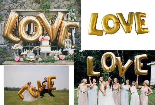 Balony litery LOVE złote 100 cm HEL na wesele ślub WALENTYNKI Prezent DUŻE