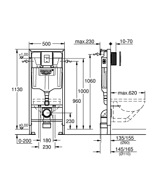 Каркас унитаза GROHE RAPID FRESH 5в1 SKATE COSMOPOLITAN