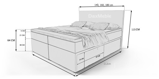 Континентальная кровать 140 – 3 матраса и светодиодные контейнеры