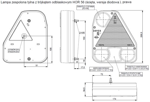 ФОНАРЬ ЗАДНИЙ ПРАВЫЙ С ТРЕУГОЛЬНИКОМ LED LED LZD 766