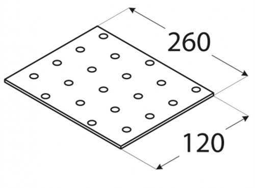 ПЛОСКИЙ СОЕДИНИТЕЛЬ ПЕРФОРИРОВАННАЯ ПЛАСТИНА PP20 OC 120x260