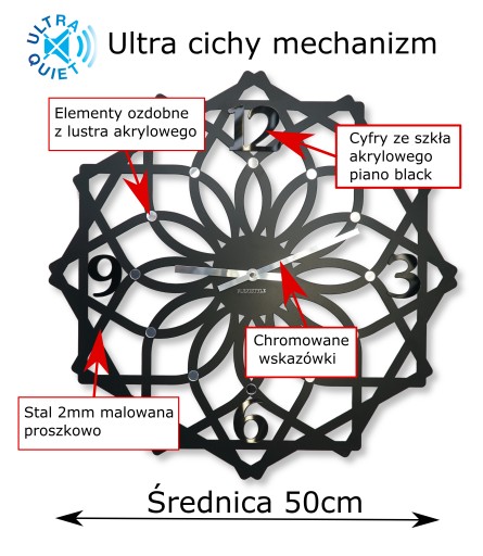 Большие металлические настенные часы Sottile, 50 см