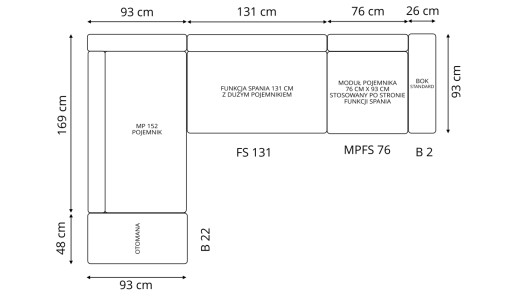 NAROŻNIK MASSIMO K3 SPANIE 4xPOJ SOFA OD ZEUSMEBLE