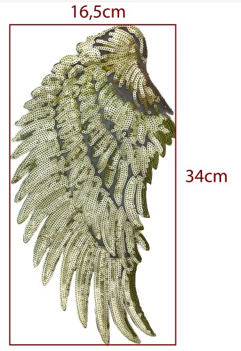Термонашивка с пайетками Gold Wings БОЛЬШАЯ 34см