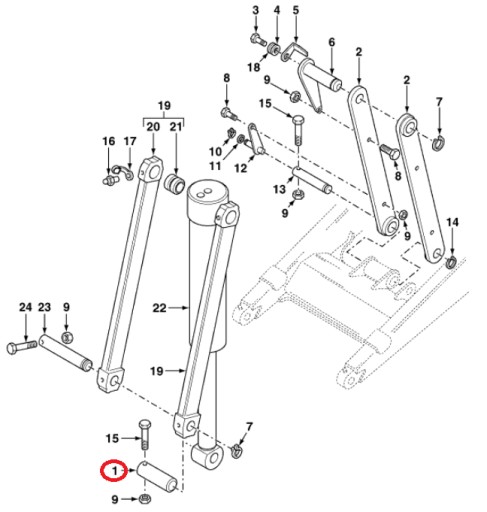 ШТИФТ КОВША ПЕРЕДНИЙ TEREX 6106216M1 50x175