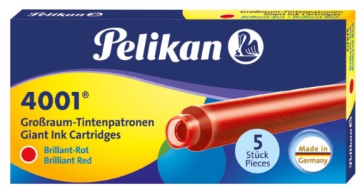 КАРТРИДЖИ ДЛЯ ДЛИННОЙ РУЧКИ PELIKAN 5 ШТ. КРАСНЫЙ