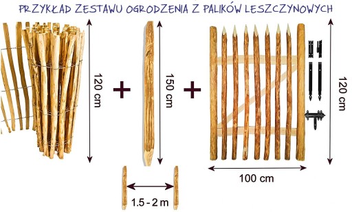 Leszczynowy płot ogrodzenie 1 metr 70cm 8-10 cm