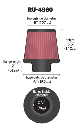 K&N CONE FILTER входной 70 мм БОЛЬШОЙ КОНУС другое