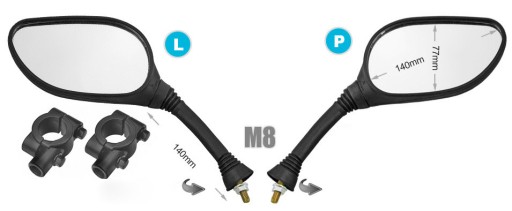 БОЛЬШИЕ ЗЕРКАЛА M8 ATV QUAD BASHAN LONCIN + РУЧКИ