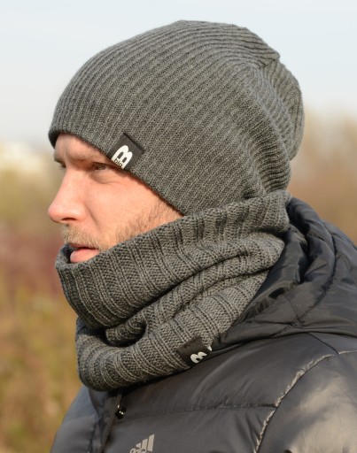 KLASYCZNY ZESTAW CZAPKA BEANIE KOMIN PROMOCJA W7