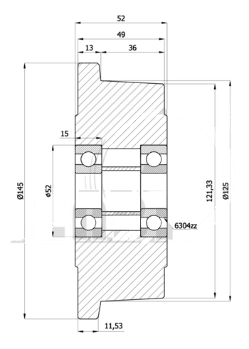 ФЛАНЕЦ КОЛЕСА СТАЛЬНОЕ КОЛЕСО fi145, подшипник V30