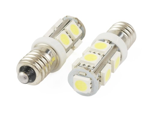 Лампа светодиодная, резьба Е10, 9 SMD 5050, холодный белый, 12В