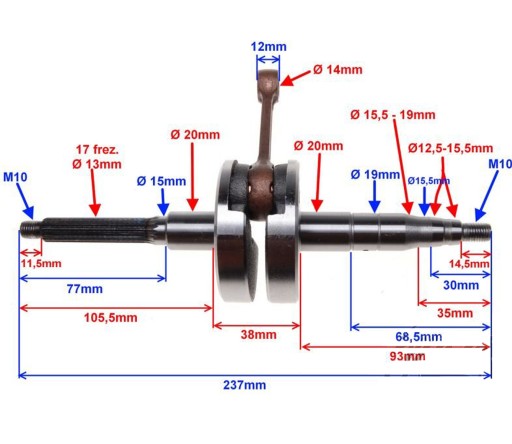 Коленчатый вал LONGJIA QUANTUM ROMET YAMAHA AEROX 2T