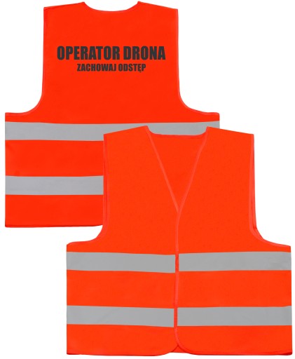 Pomarańczowa ostrzegawcza kamizelka odblaskowa OPERATOR DRONA rozm. 4XL