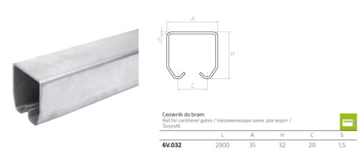 НАПРАВЛЯЮЩАЯ раздвижная 35x32 раздвижная 200+90см