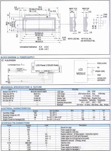 ART Новый графический ЖК 122x32 =2x16 W/KK Blackline