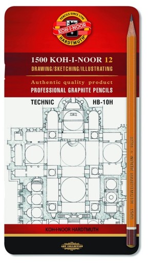 Набор графитовых карандашей TECHNIC HB-10H 12 шт. 1502/I КОХ-И-НУР