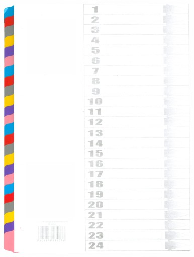 Разделители из ламинированного картона формата А4 1–24 для индексируемых папок.